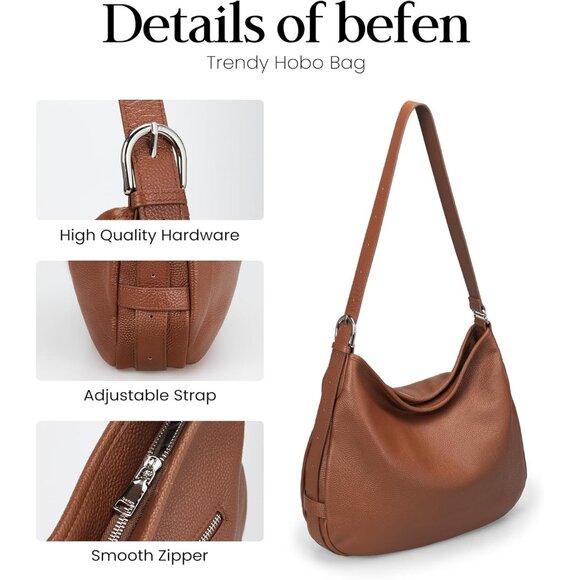 Spacious Slouchy Women’s Hobo Bag in Rich Brown Leather – Organized Luxury - Picture 3 of 7